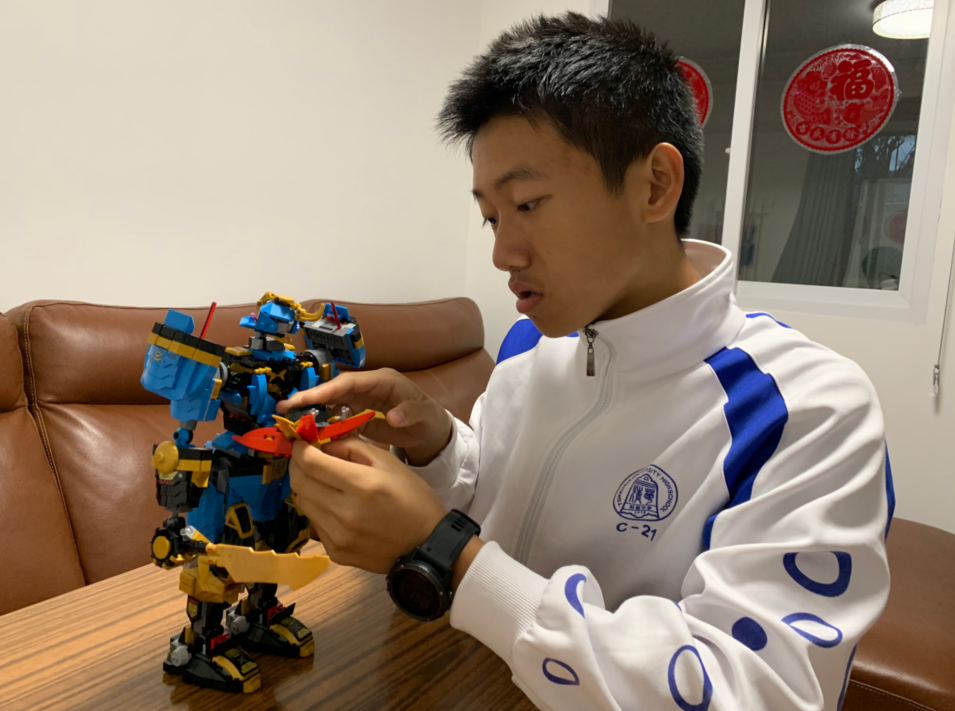A close view of a LEGO build
